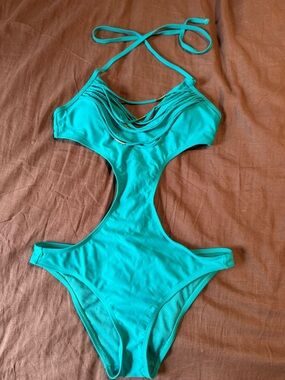 Adore Me Turquoise Cutout One-Piece Swimsuit